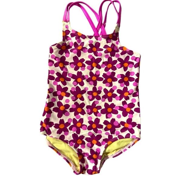 Tea Collection Swimsuit | pink floral print one piece swimsuit - Picture 1 of 3